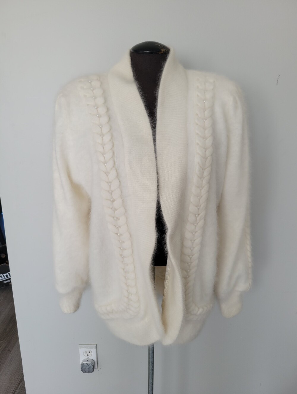 Vintage Angora Lined Jacket Cardigan Size L